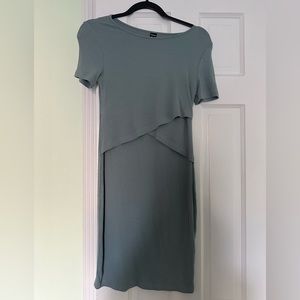 Small mint green Maternity Rib-knit Bodycon Dress